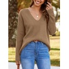 image:imageImily Bela Womens Oversized Deep V Neck Sweaters Sexy Long Sleeve Tunic Sweater Knitted Dressy Pullover JumperKhaki
