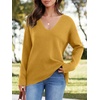 image:imageImily Bela Womens Oversized Deep V Neck Sweaters Sexy Long Sleeve Tunic Sweater Knitted Dressy Pullover JumperYellow