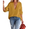 image:imageImily Bela Womens Oversized Deep V Neck Sweaters Sexy Long Sleeve Tunic Sweater Knitted Dressy Pullover JumperYellow