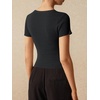 image:imageImily Bela Womens Short Sleeve Y2K Summer Tops Button Down Tshirt Ribbed Knit Slim Fit Sweater Cropped CardiganBlack