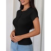 image:imageImily Bela Womens Short Sleeve Y2K Summer Tops Button Down Tshirt Ribbed Knit Slim Fit Sweater Cropped CardiganBlack