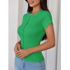 image:imageImily Bela Womens Short Sleeve Y2K Summer Tops Button Down Tshirt Ribbed Knit Slim Fit Sweater Cropped CardiganGreen