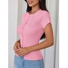 image:imageImily Bela Womens Short Sleeve Y2K Summer Tops Button Down Tshirt Ribbed Knit Slim Fit Sweater Cropped CardiganLight Pink