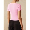 image:imageImily Bela Womens Short Sleeve Y2K Summer Tops Button Down Tshirt Ribbed Knit Slim Fit Sweater Cropped CardiganLight Pink
