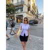 image:imageImily Bela Womens Short Sleeve Y2K Summer Tops Button Down Tshirt Ribbed Knit Slim Fit Sweater Cropped CardiganLight Purple