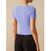 image:imageImily Bela Womens Short Sleeve Y2K Summer Tops Button Down Tshirt Ribbed Knit Slim Fit Sweater Cropped CardiganLight Purple