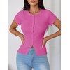 image:imageImily Bela Womens Short Sleeve Y2K Summer Tops Button Down Tshirt Ribbed Knit Slim Fit Sweater Cropped CardiganPink