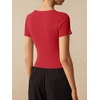image:imageImily Bela Womens Short Sleeve Y2K Summer Tops Button Down Tshirt Ribbed Knit Slim Fit Sweater Cropped CardiganRed