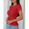 image:imageImily Bela Womens Short Sleeve Y2K Summer Tops Button Down Tshirt Ribbed Knit Slim Fit Sweater Cropped CardiganRed