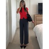 image:imageImily Bela Womens Short Sleeve Y2K Summer Tops Button Down Tshirt Ribbed Knit Slim Fit Sweater Cropped CardiganRed