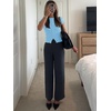 image:imageImily Bela Womens Short Sleeve Y2K Summer Tops Button Down Tshirt Ribbed Knit Slim Fit Sweater Cropped CardiganSky Blue