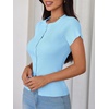 image:imageImily Bela Womens Short Sleeve Y2K Summer Tops Button Down Tshirt Ribbed Knit Slim Fit Sweater Cropped CardiganSky Blue