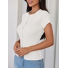 image:imageImily Bela Womens Short Sleeve Y2K Summer Tops Button Down Tshirt Ribbed Knit Slim Fit Sweater Cropped CardiganWhite