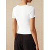 image:imageImily Bela Womens Short Sleeve Y2K Summer Tops Button Down Tshirt Ribbed Knit Slim Fit Sweater Cropped CardiganWhite