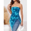image:imageWomens Strapless Tube Tops Summer Asymmetrical Long Ruched Mesh Shirts Cute Y2k Ruffle Hem Going Out Bandeau TopZ Blue