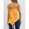 image:imageWomens Strapless Tube Tops Summer Asymmetrical Long Ruched Mesh Shirts Cute Y2k Ruffle Hem Going Out Bandeau TopZ Yellow