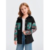 image:imageImily Bela Girls Aztec Print Corduroy Jacket Fall Blouses 514 Years  Casual Button Down Chest PocketsLong Sleeve Shirt Loose Fit Oversized ShacketBlack