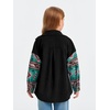 image:imageImily Bela Girls Aztec Print Corduroy Jacket Fall Blouses 514 Years  Casual Button Down Chest PocketsLong Sleeve Shirt Loose Fit Oversized ShacketBlack