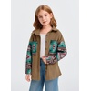 image:imageImily Bela Girls Aztec Print Corduroy Jacket Fall Blouses 514 Years  Casual Button Down Chest PocketsLong Sleeve Shirt Loose Fit Oversized ShacketBrown