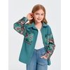 image:imageImily Bela Girls Aztec Print Corduroy Jacket Fall Blouses 514 Years  Casual Button Down Chest PocketsLong Sleeve Shirt Loose Fit Oversized ShacketLake Green