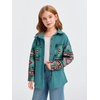 image:imageImily Bela Girls Aztec Print Corduroy Jacket Fall Blouses 514 Years  Casual Button Down Chest PocketsLong Sleeve Shirt Loose Fit Oversized ShacketLake Green