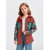 image:imageImily Bela Girls Aztec Print Corduroy Jacket Fall Blouses 514 Years  Casual Button Down Chest PocketsLong Sleeve Shirt Loose Fit Oversized ShacketRed Brick