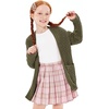 image:imageImily Bela Girls Cardigan Open Front Popcorn Knit Long Sleeve Sweaters Coat  Oversized Fuzzy Knit Outwear with Pockets Warm Winter CardigansGreen