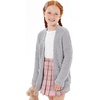 image:imageImily Bela Girls Cardigan Open Front Popcorn Knit Long Sleeve Sweaters Coat  Oversized Fuzzy Knit Outwear with Pockets Warm Winter CardigansGrey
