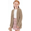 image:imageImily Bela Girls Cardigan Open Front Popcorn Knit Long Sleeve Sweaters Coat  Oversized Fuzzy Knit Outwear with Pockets Warm Winter CardigansKhaki