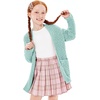 image:imageImily Bela Girls Cardigan Open Front Popcorn Knit Long Sleeve Sweaters Coat  Oversized Fuzzy Knit Outwear with Pockets Warm Winter CardigansLight Green
