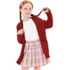 image:imageImily Bela Girls Cardigan Open Front Popcorn Knit Long Sleeve Sweaters Coat  Oversized Fuzzy Knit Outwear with Pockets Warm Winter CardigansRed