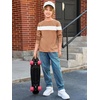 image:imageImily Bela Kids Boys Long Sleeve T Shirts Color Block 514 Years  CrewneckCasual LooseBasic TeesBrown