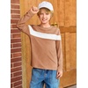 image:imageImily Bela Kids Boys Long Sleeve T Shirts Color Block 514 Years  CrewneckCasual LooseBasic TeesBrown