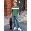 image:imageImily Bela Kids Boys Long Sleeve T Shirts Color Block 514 Years  CrewneckCasual LooseBasic TeesDark Green