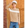 image:imageImily Bela Kids Boys Long Sleeve T Shirts Color Block 514 Years  CrewneckCasual LooseBasic TeesKhaki