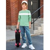 image:imageImily Bela Kids Boys Long Sleeve T Shirts Color Block 514 Years  CrewneckCasual LooseBasic TeesLight Green