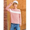 image:imageImily Bela Kids Boys Long Sleeve T Shirts Color Block 514 Years  CrewneckCasual LooseBasic TeesLight Pink