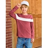 image:imageImily Bela Kids Boys Long Sleeve T Shirts Color Block 514 Years  CrewneckCasual LooseBasic TeesRed