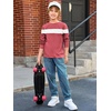 image:imageImily Bela Kids Boys Long Sleeve T Shirts Color Block 514 Years  CrewneckCasual LooseBasic TeesRed