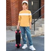 image:imageImily Bela Kids Boys Long Sleeve T Shirts Color Block 514 Years  CrewneckCasual LooseBasic TeesYellow