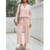 image:imageImily Bela Womens 2 Piece Sweatsuit Long Sleeve Top and Wide Leg Pants  Lapel V Neck Shirt Fall Lounge And Streetwear Trendy Matching Tracksuit Relaxed SilhouetteLight Pink