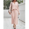image:imageImily Bela Womens 2 Piece Sweatsuit Long Sleeve Top and Wide Leg Pants  Lapel V Neck Shirt Fall Lounge And Streetwear Trendy Matching Tracksuit Relaxed SilhouetteLight Pink