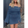 image:imageImily Bela Womens Beach Swimsuit Cover Up  Summer Off The Shoulder Long Bell Sleeve Sheer Mini DressNavy