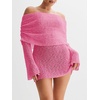 image:imageImily Bela Womens Beach Swimsuit Cover Up  Summer Off The Shoulder Long Bell Sleeve Sheer Mini DressPink
