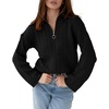 image:imageImily Bela Womens Cable Knit Half Zip Sweater Fall Oversized Pullover Tops  Quarter ZipCable KnitCollaredChunky KnitLong SleeveOversizedLoose FitBlack