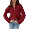 image:imageImily Bela Womens Cable Knit Half Zip Sweater Fall Oversized Pullover Tops  Quarter ZipCable KnitCollaredChunky KnitLong SleeveOversizedLoose FitBurgundy