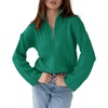 image:imageImily Bela Womens Cable Knit Half Zip Sweater Fall Oversized Pullover Tops  Quarter ZipCable KnitCollaredChunky KnitLong SleeveOversizedLoose FitDark Green