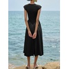 image:imageImily Bela Womens Casual Cap Sleeve Midi Dress  Crewneck Swing Flowy Empire Waist Summer 2025 TrendyBlack