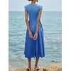 image:imageImily Bela Womens Casual Cap Sleeve Midi Dress  Crewneck Swing Flowy Empire Waist Summer 2025 TrendyBlue
