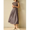 image:imageImily Bela Womens Casual Cap Sleeve Midi Dress  Crewneck Swing Flowy Empire Waist Summer 2025 TrendyDark Khaki